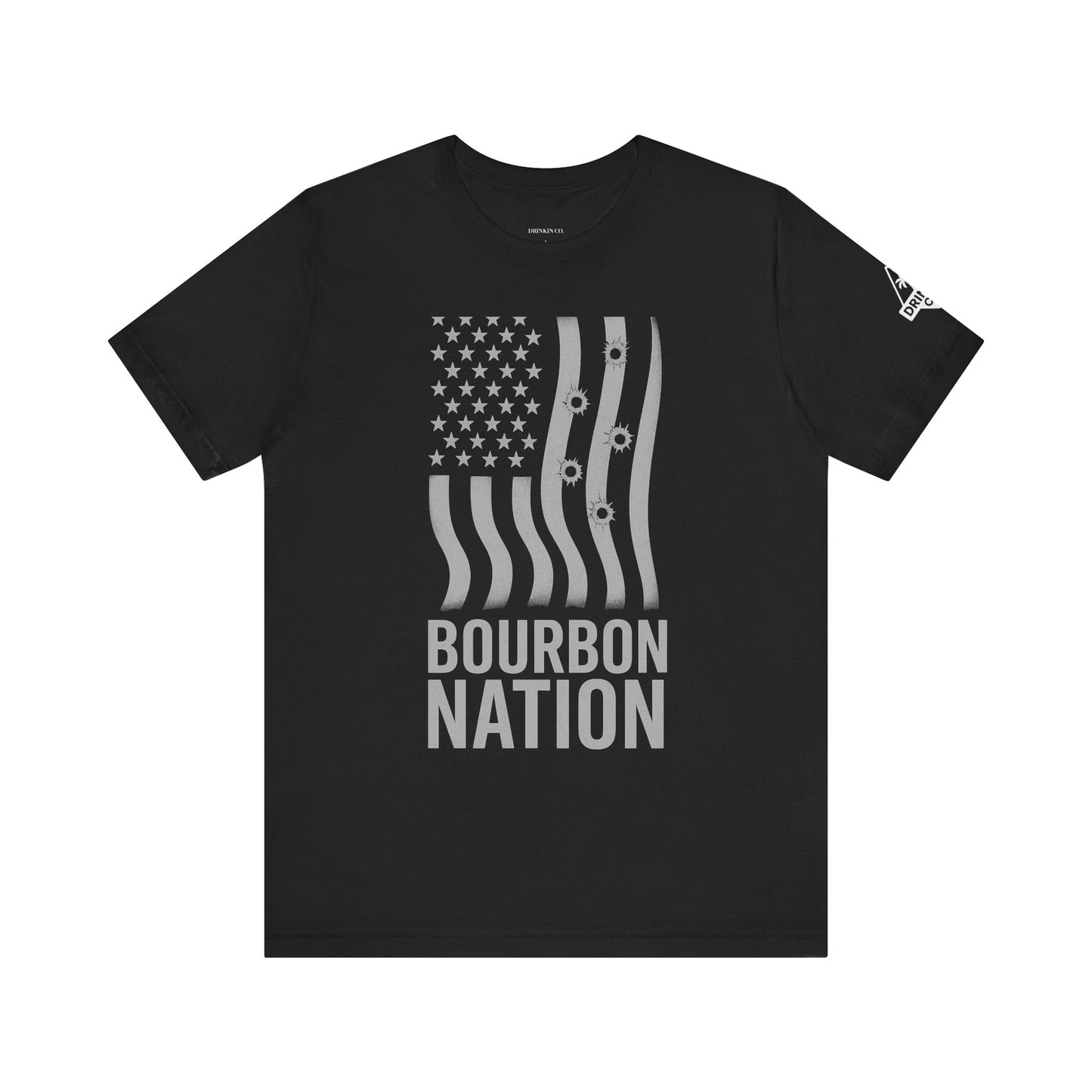 Bourbon Nation USA Flag with Bullet Holes Unisex Tee