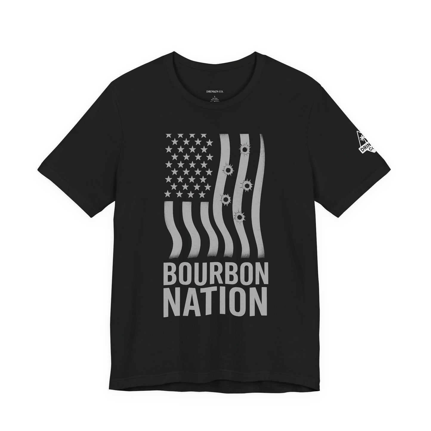 Bourbon Nation USA Flag with Bullet Holes Unisex Tee