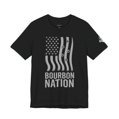 Bourbon Nation USA Flag with Bullet Holes Unisex Tee